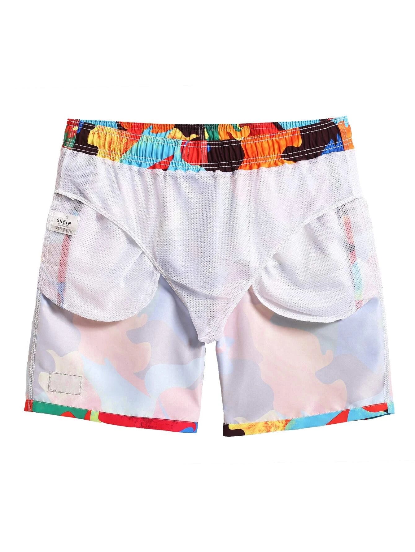 Non Stretch All Over Print Shorts-Waves And Trunks