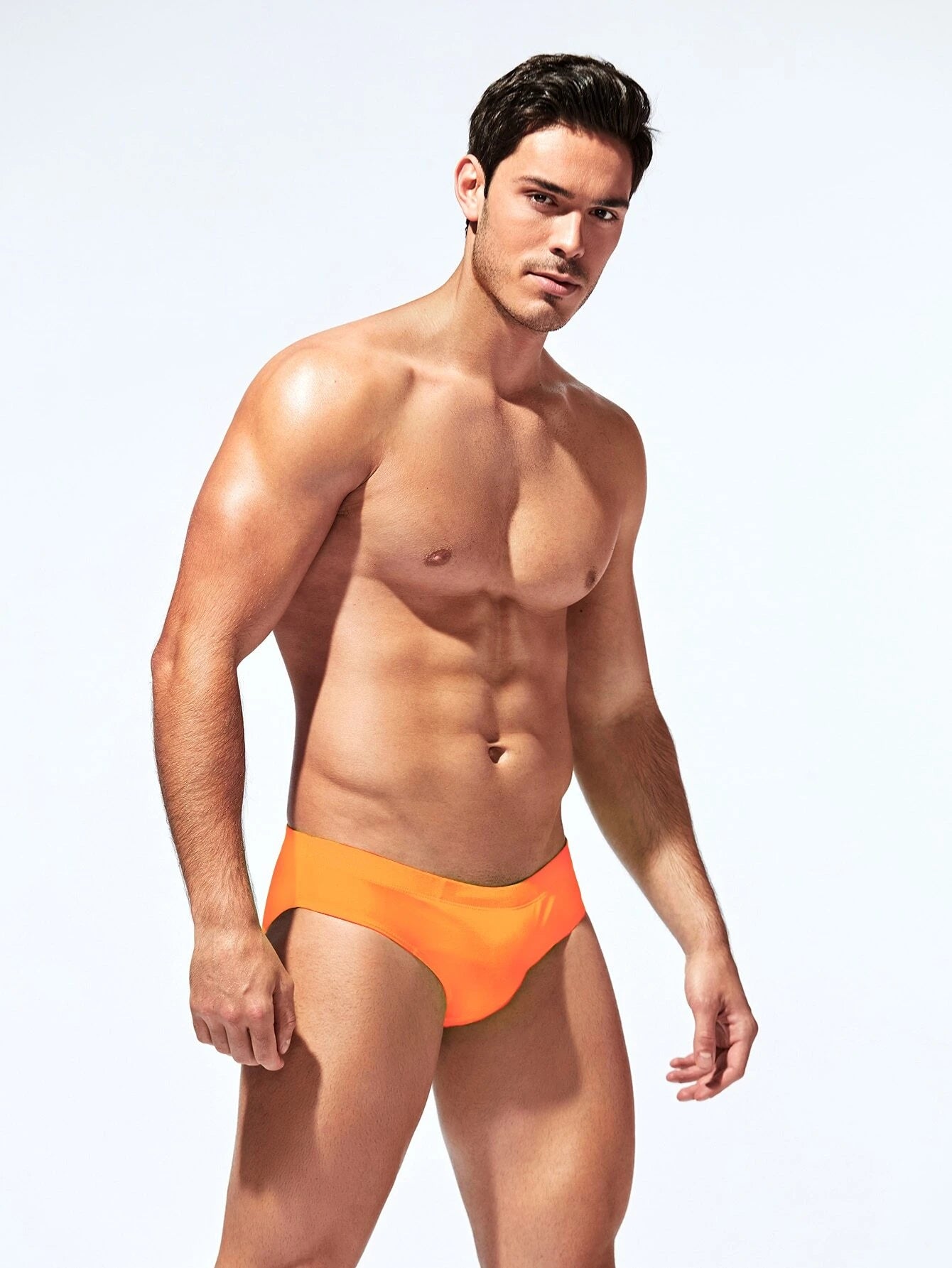 High Stretch Plain Swim Brief-Waves And Trunks