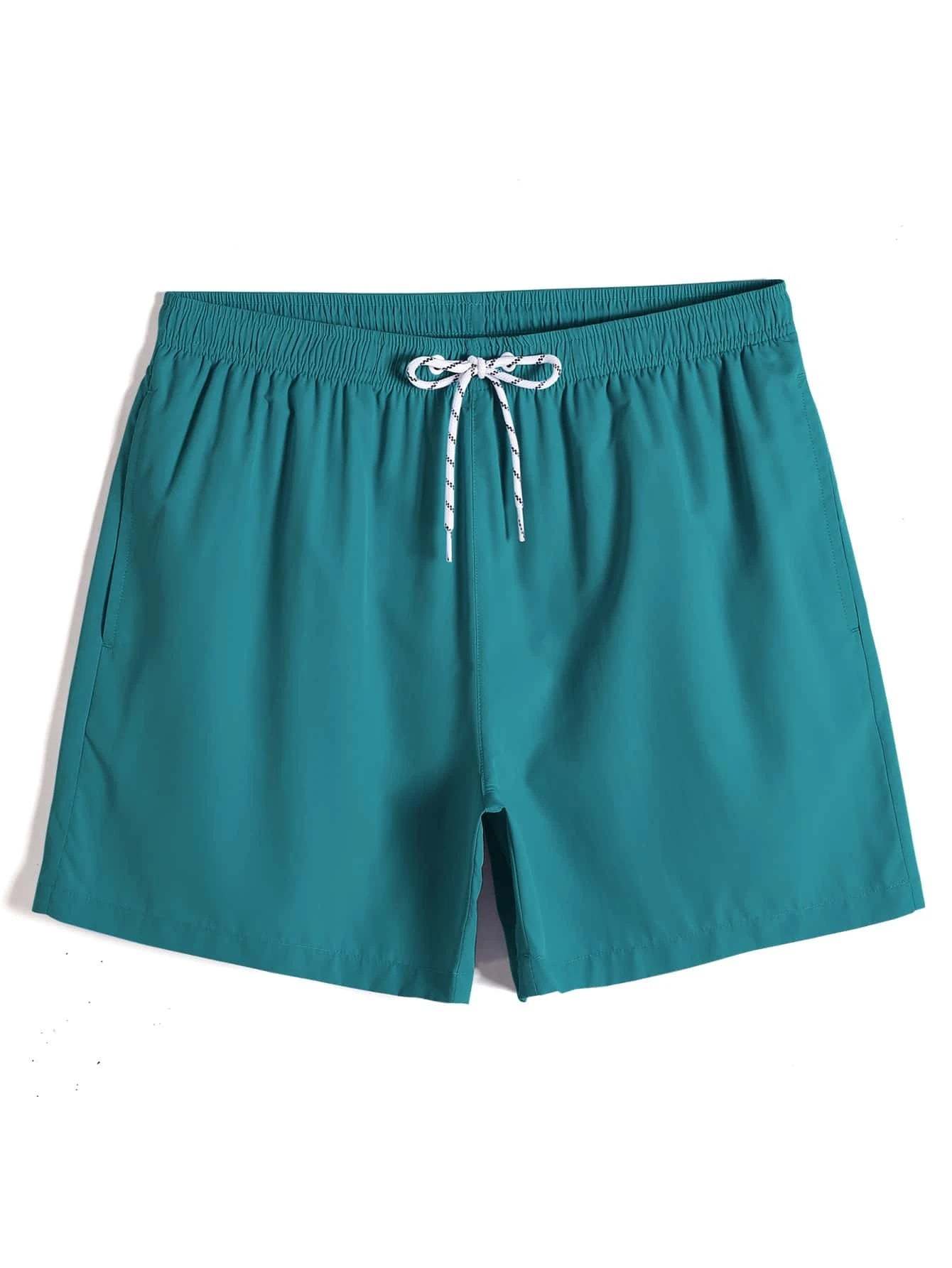 Drawstring Waist Non Stretch Swim Trunks-Waves And Trunks