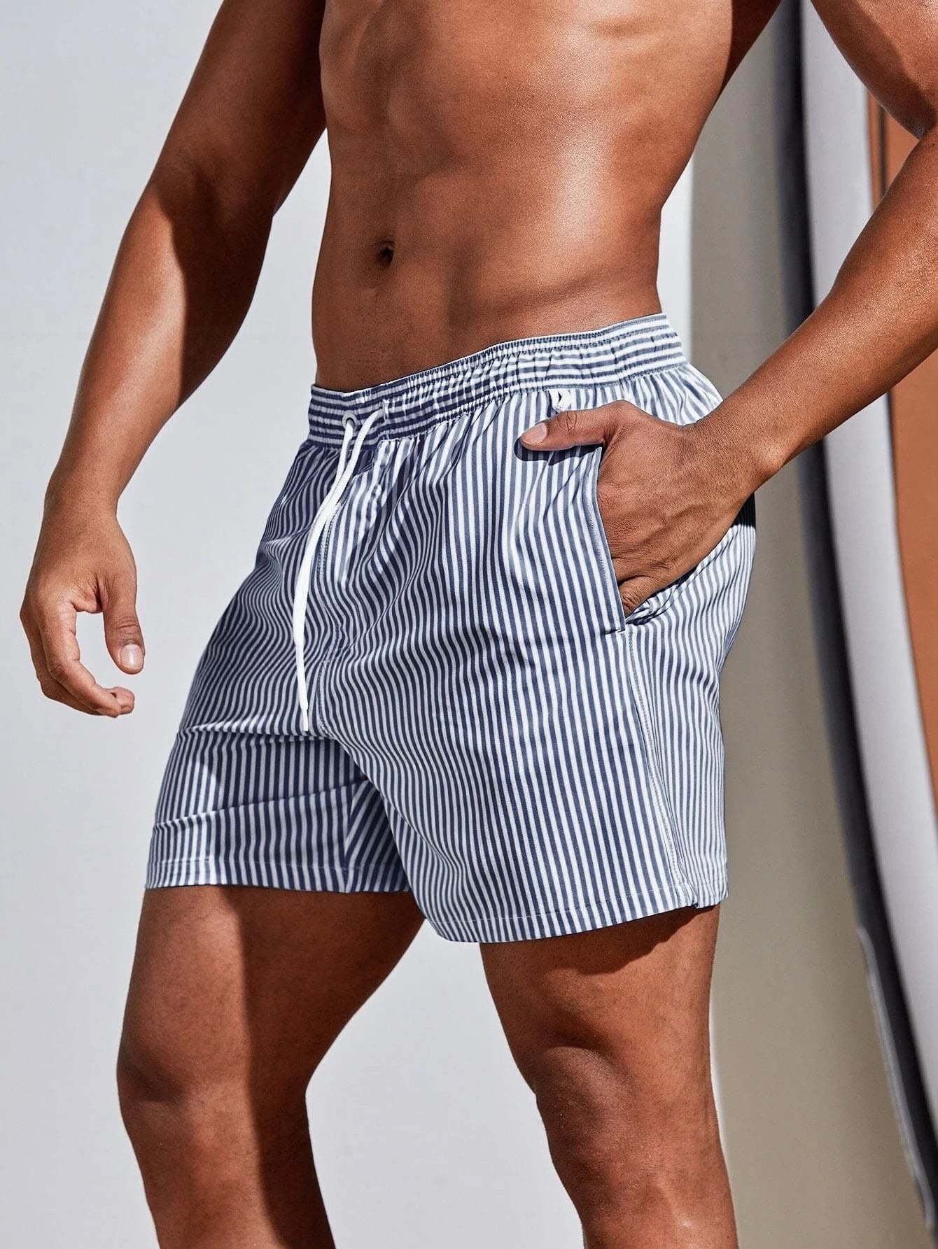Striped Printed Swim Trunks-Waves And Trunks