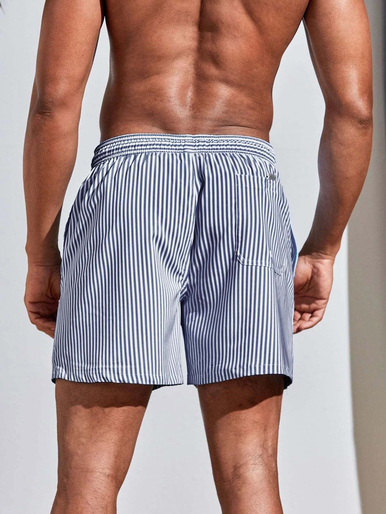 Striped Printed Swim Trunks-Waves And Trunks