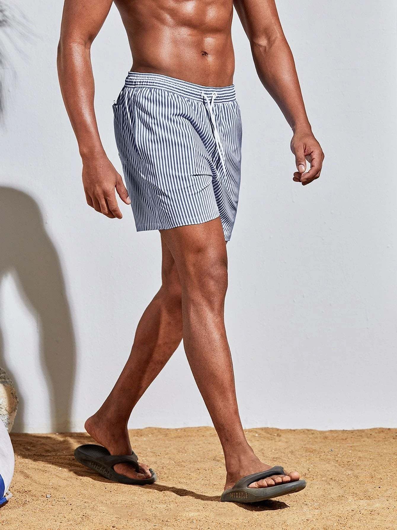 Striped Printed Swim Trunks-Waves And Trunks