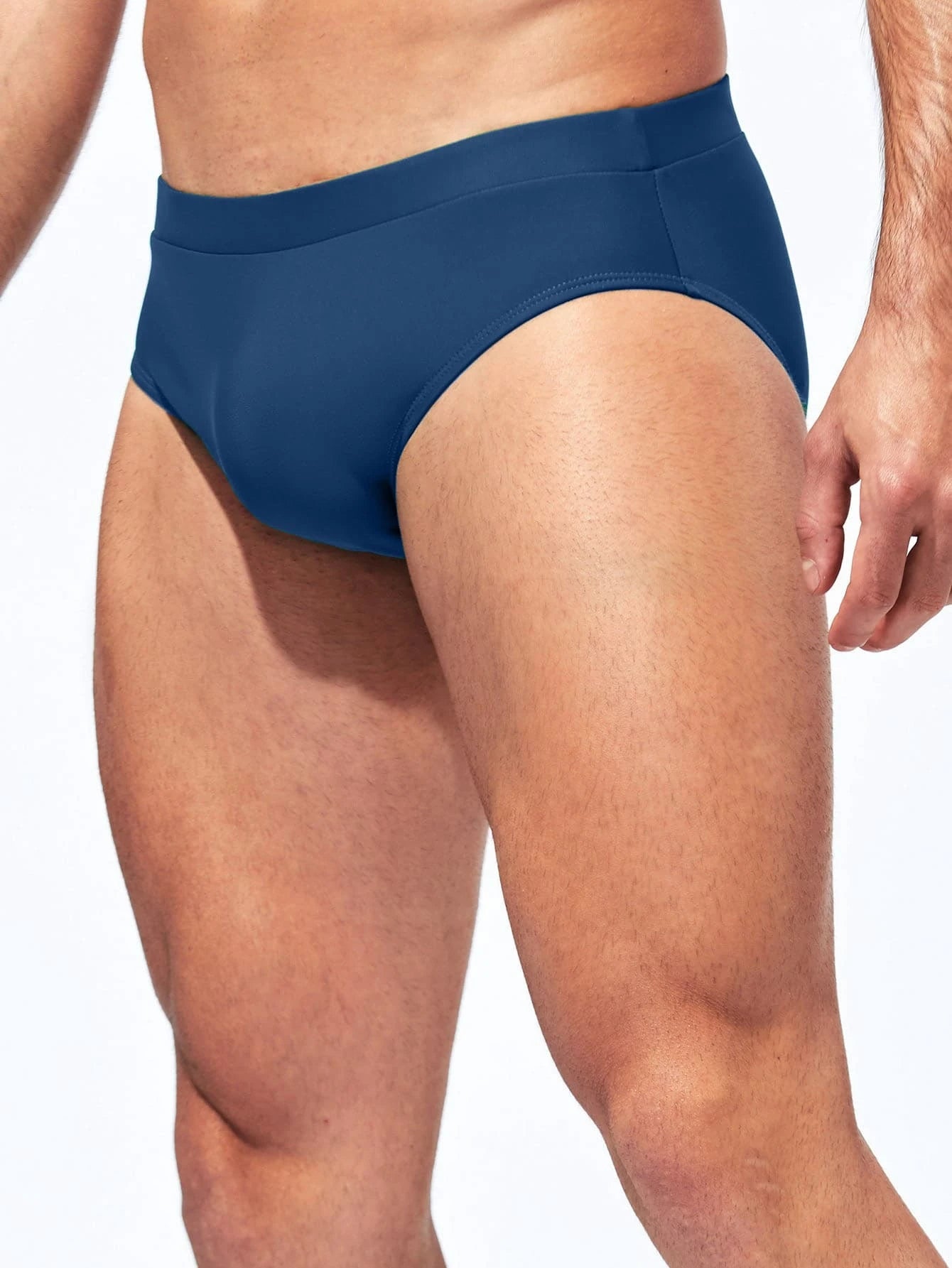 Solid Colored Plain Fabric Swim Brief-Waves And Trunks