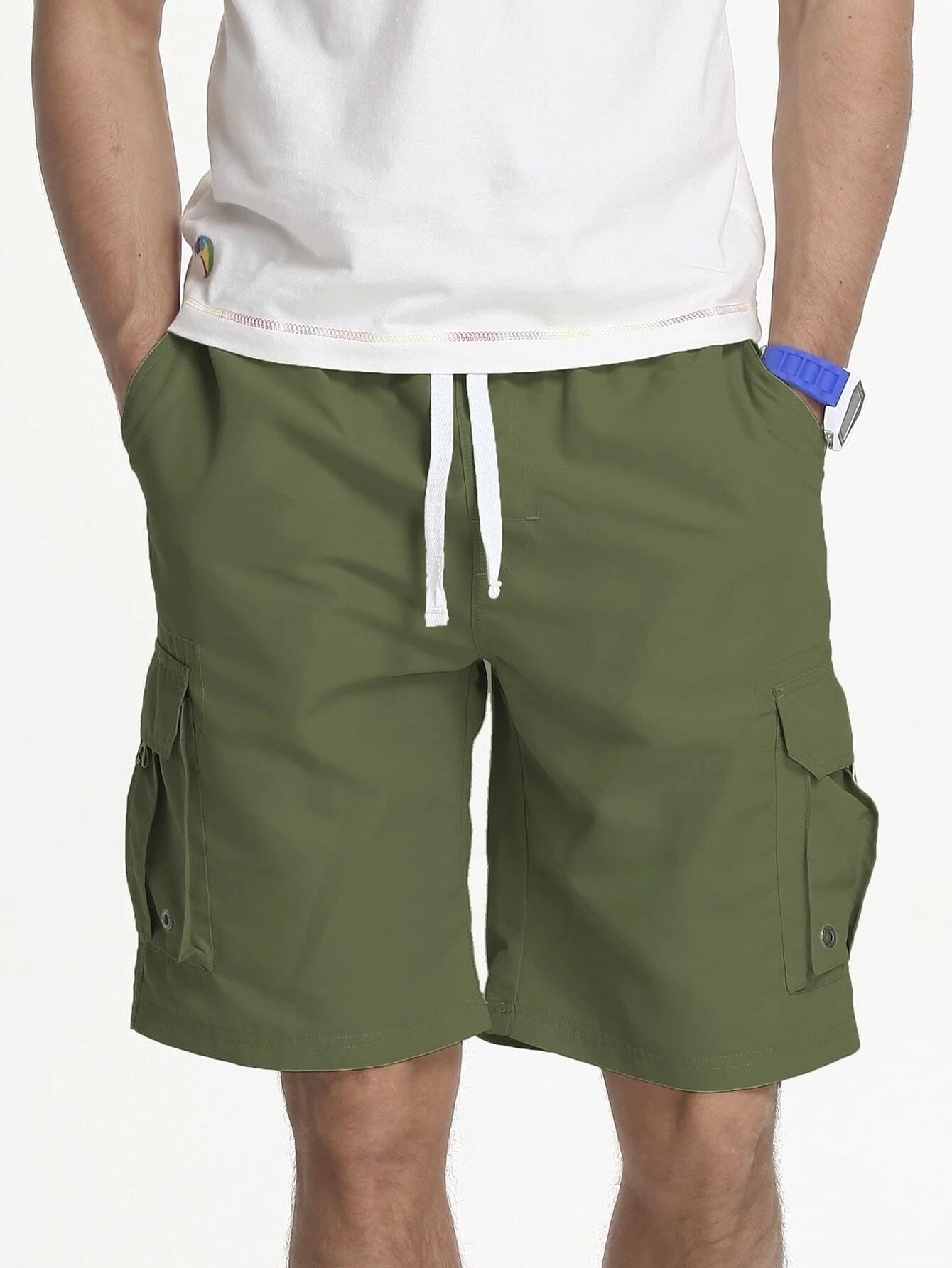 Drawstring Waist Swim Shorts-Waves And Trunks