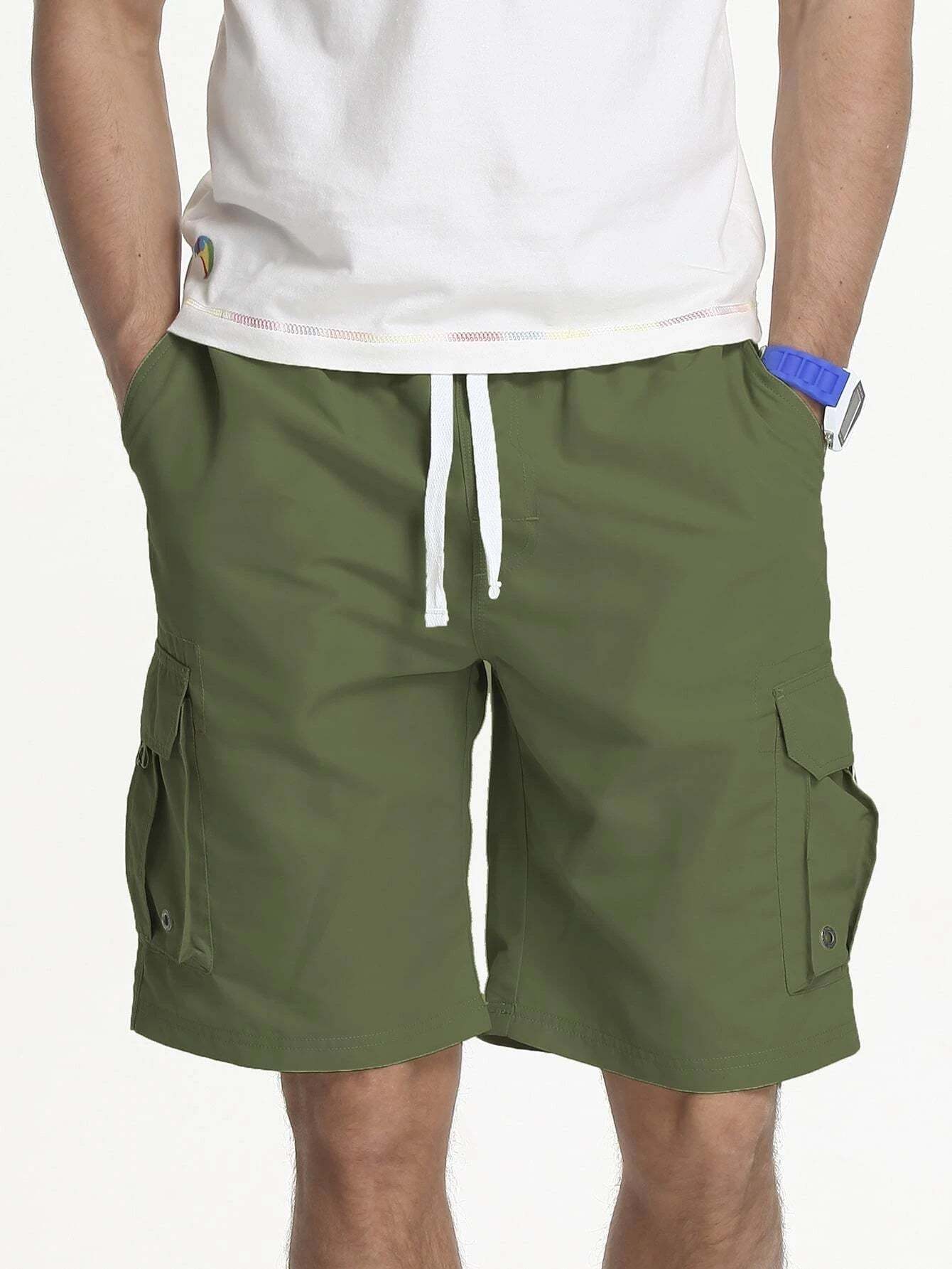 Drawstring Waist Swim Shorts-Waves And Trunks