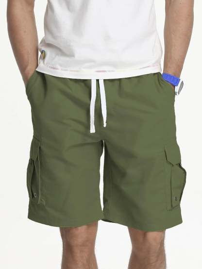 Drawstring Waist Swim Shorts-Waves And Trunks
