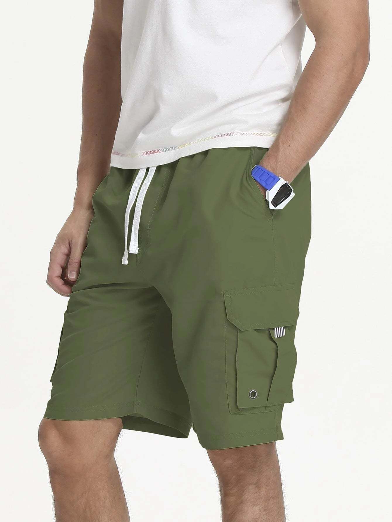 Drawstring Waist Swim Shorts-Waves And Trunks