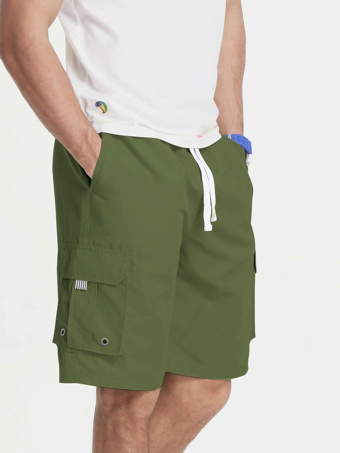 Drawstring Waist Swim Shorts-Waves And Trunks