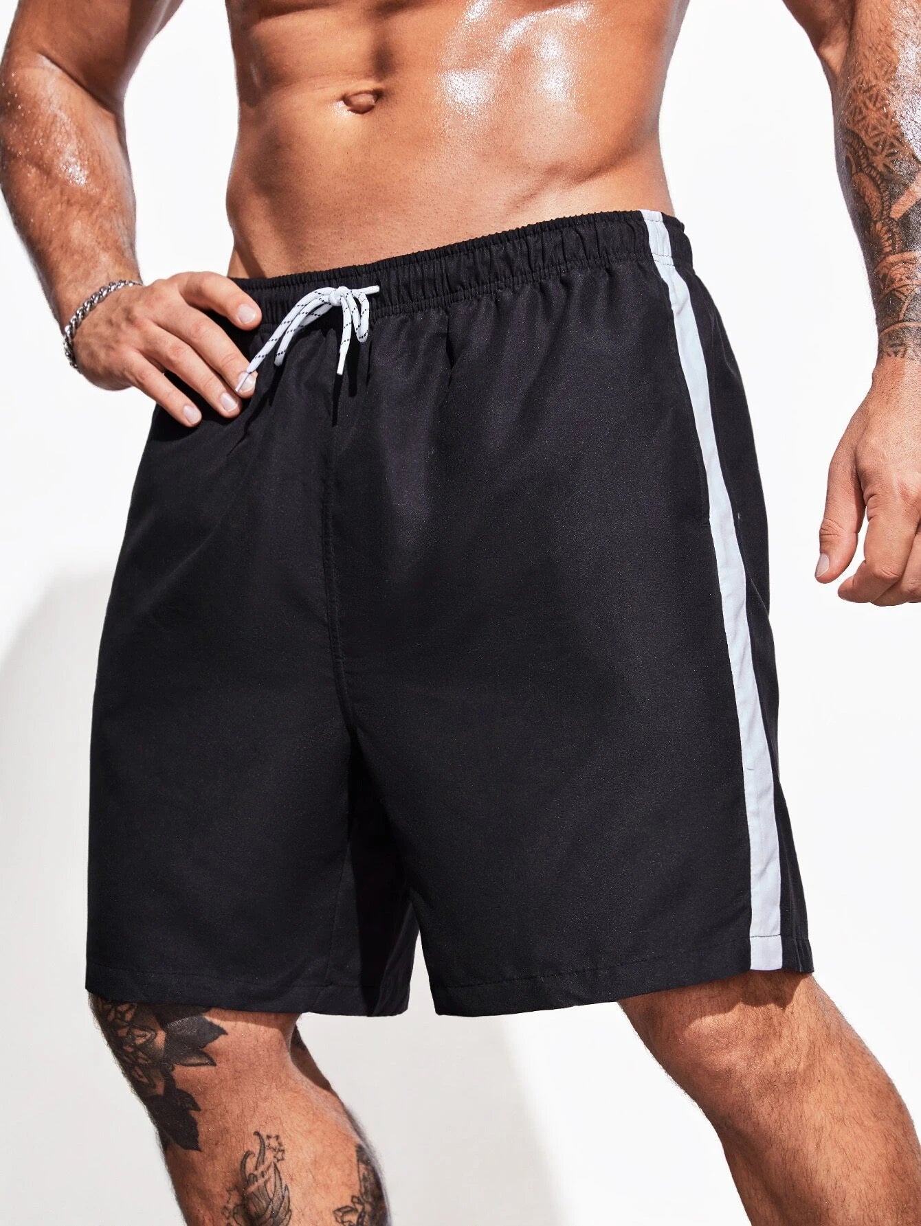 Striped Side Swim Shorts-Waves And Trunks