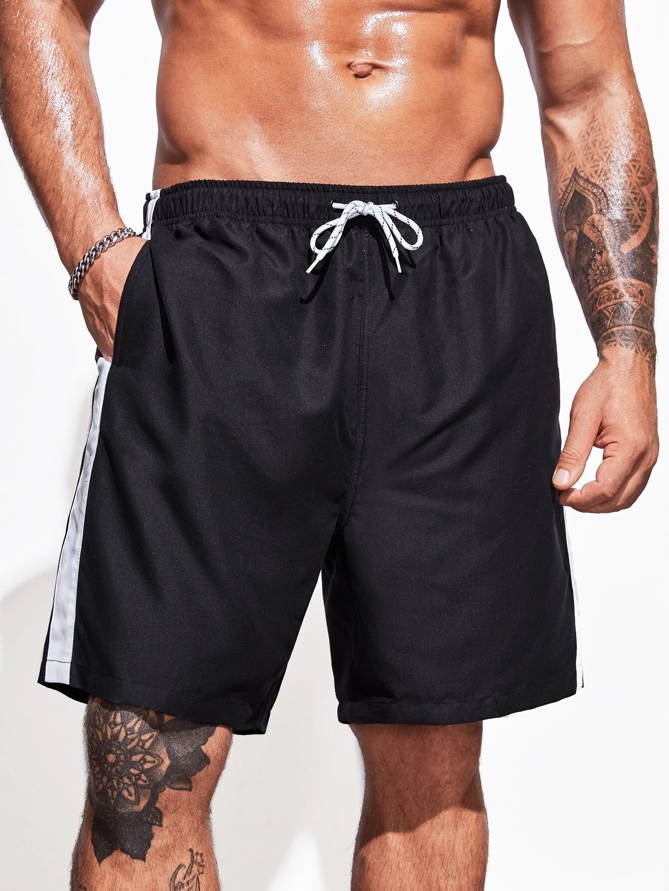 Striped Side Swim Shorts-Waves And Trunks