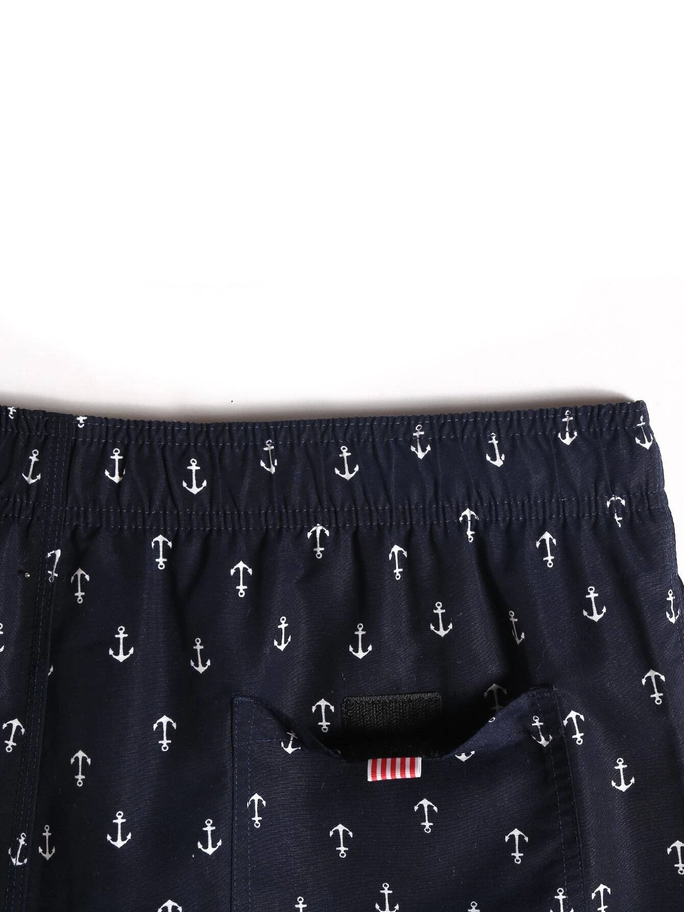 Allover Anchor Print Drawstring Swim Trunks-Waves And Trunks