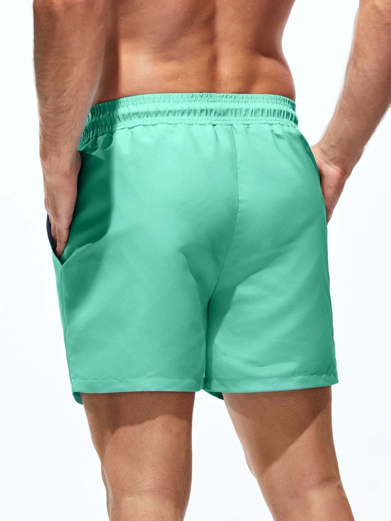 Drawstring Pocket Non Stretch Swim Trunks-Waves And Trunks
