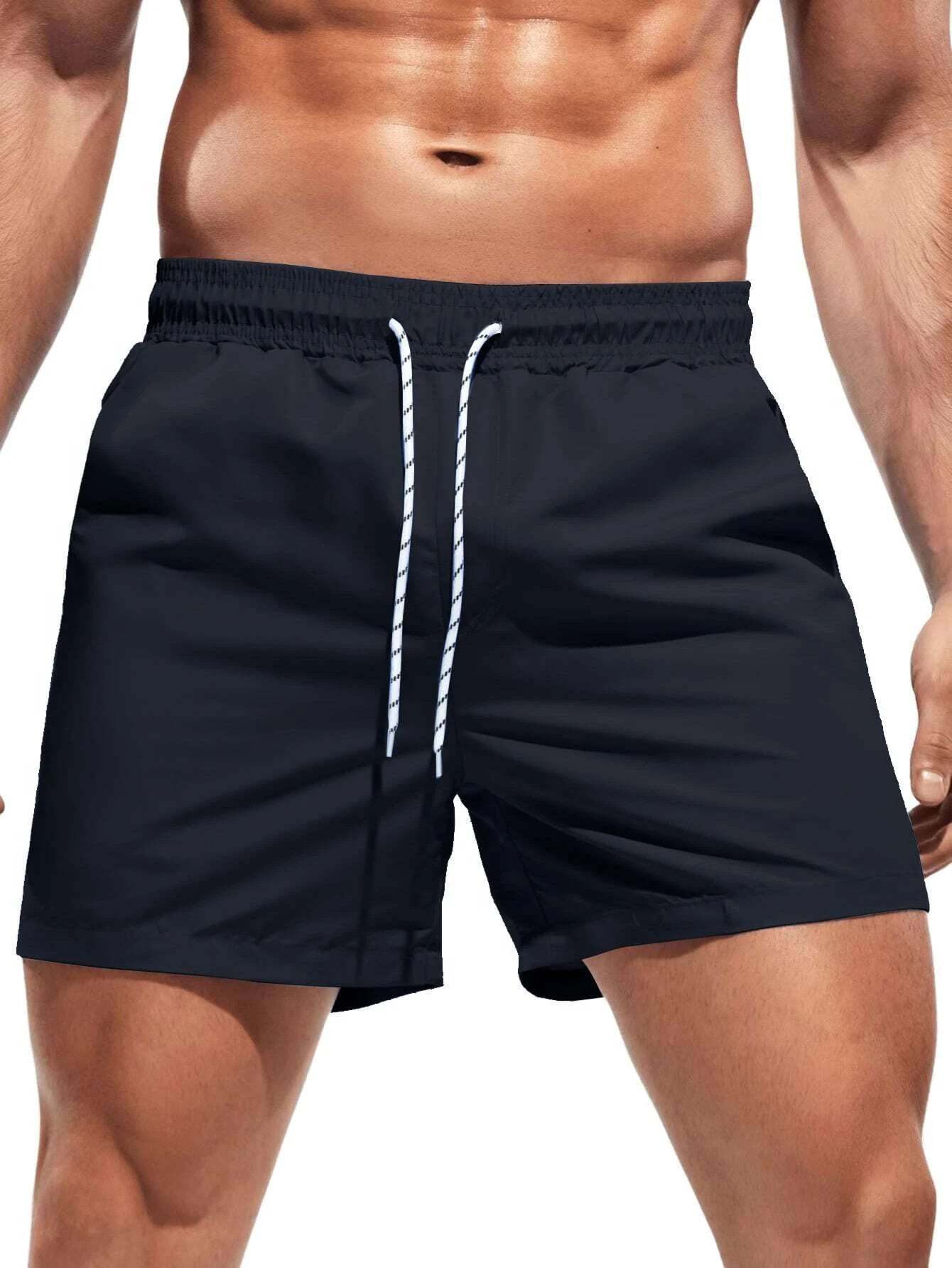 Drawstring Pocket Non Stretch Swim Trunks-Waves And Trunks