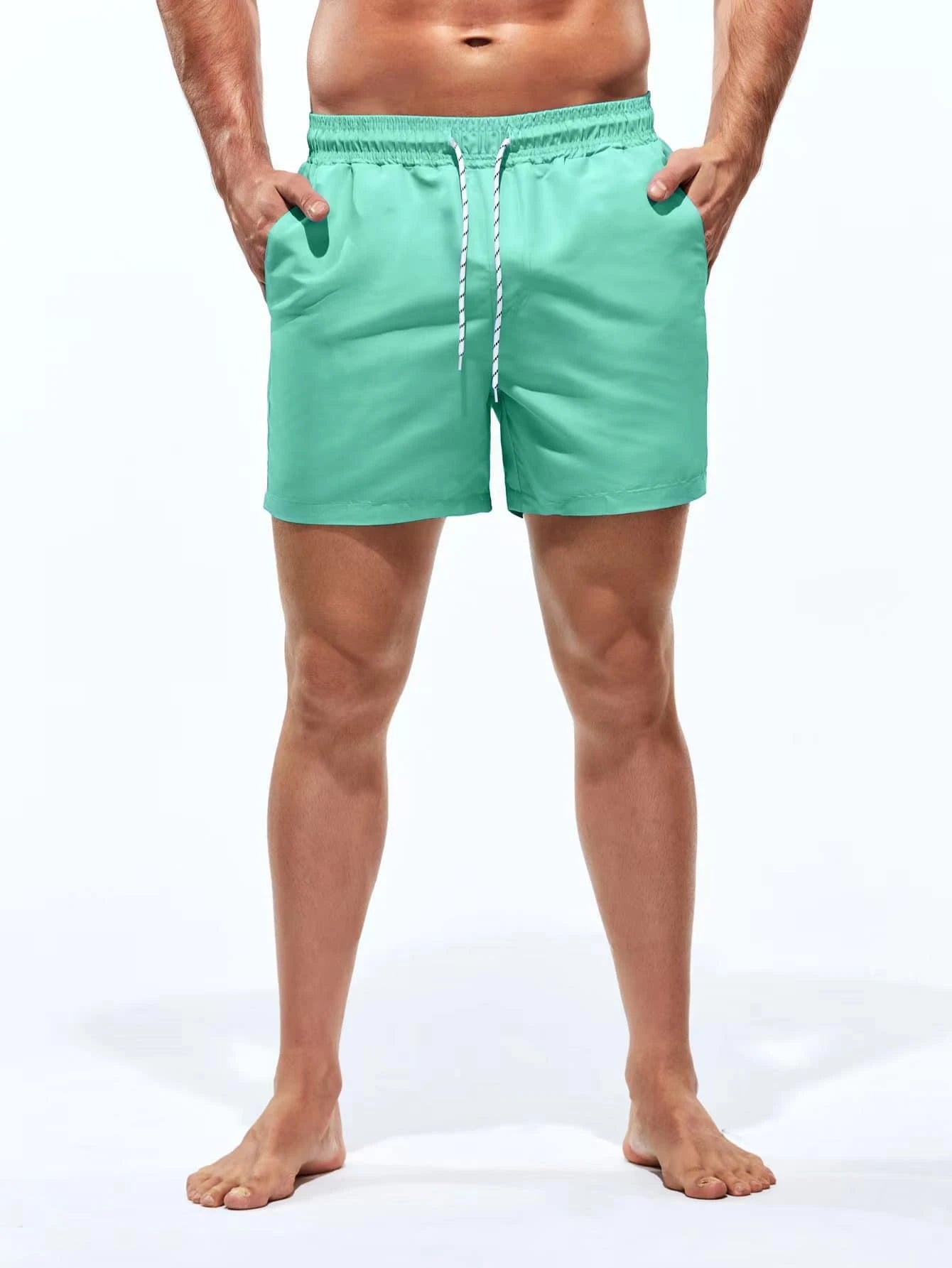 Drawstring Pocket Non Stretch Swim Trunks-Waves And Trunks
