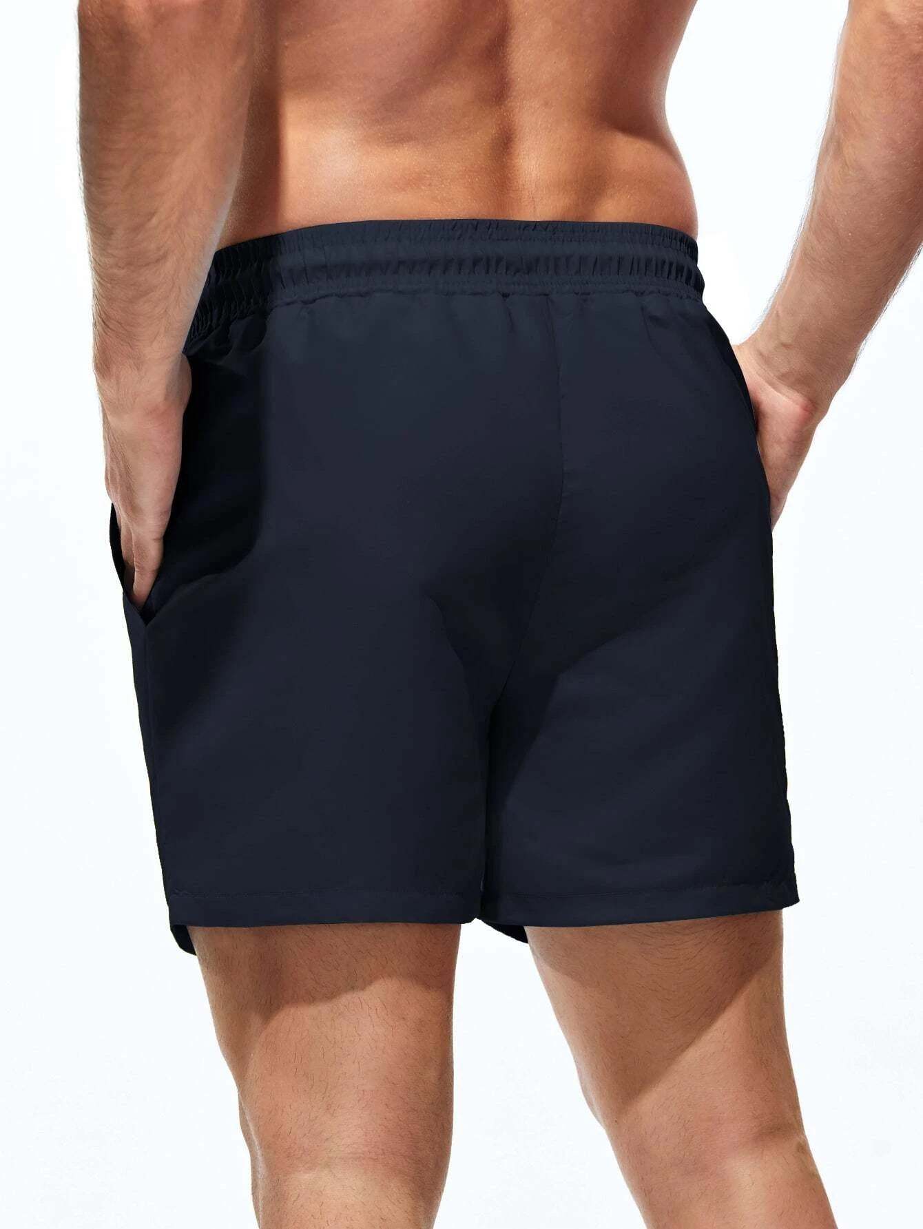 Drawstring Pocket Non Stretch Swim Trunks-Waves And Trunks