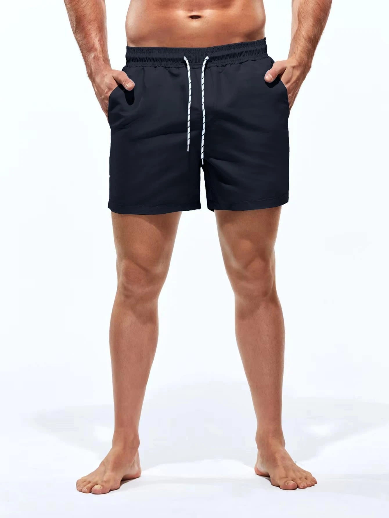 Drawstring Pocket Non Stretch Swim Trunks-Waves And Trunks
