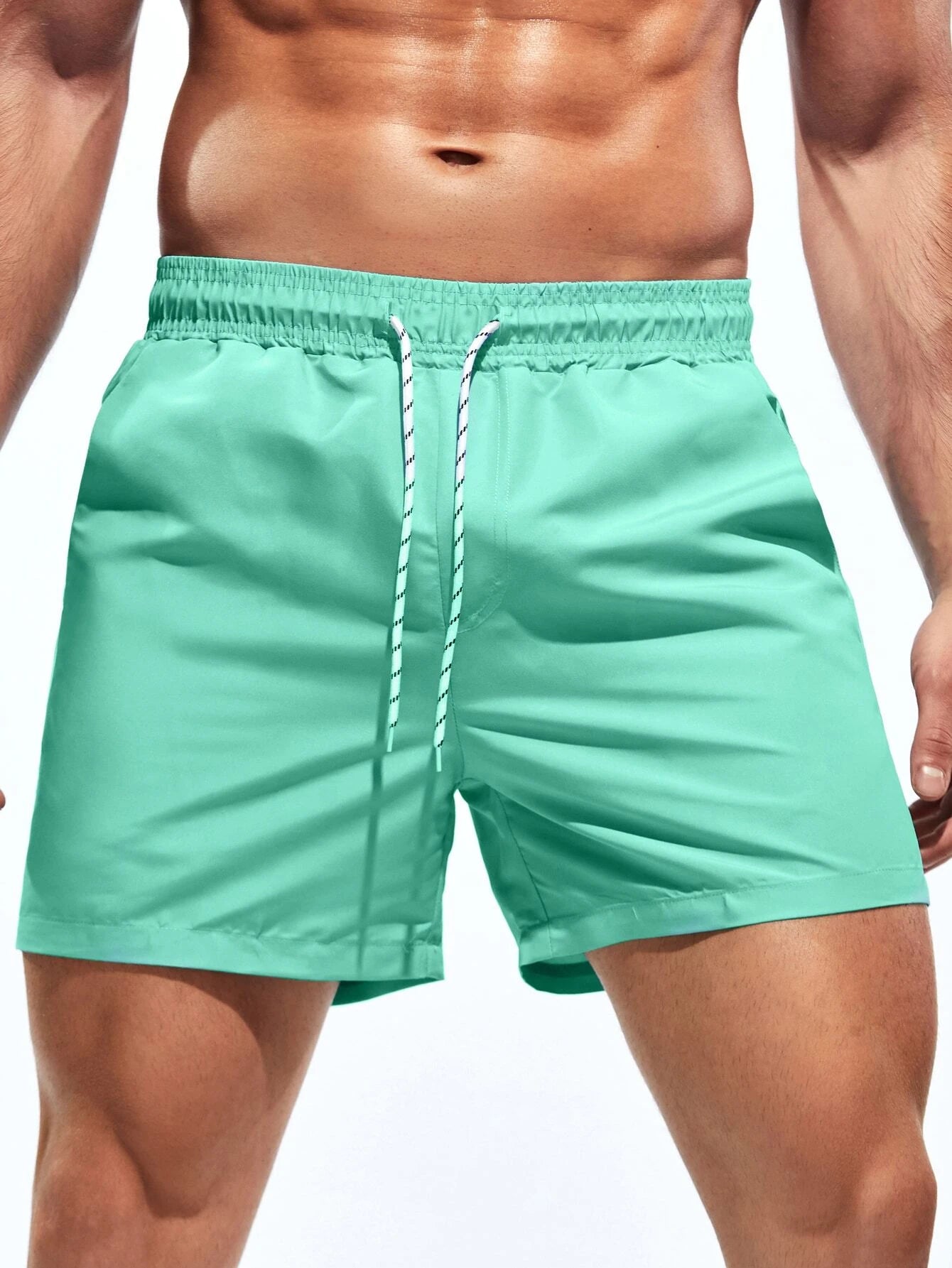 Drawstring Pocket Non Stretch Swim Trunks-Waves And Trunks