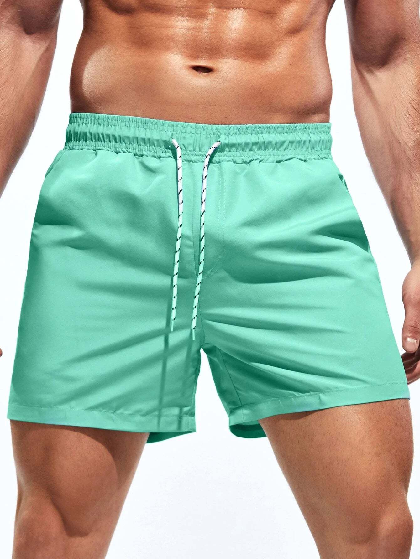 Drawstring Pocket Non Stretch Swim Trunks-Waves And Trunks