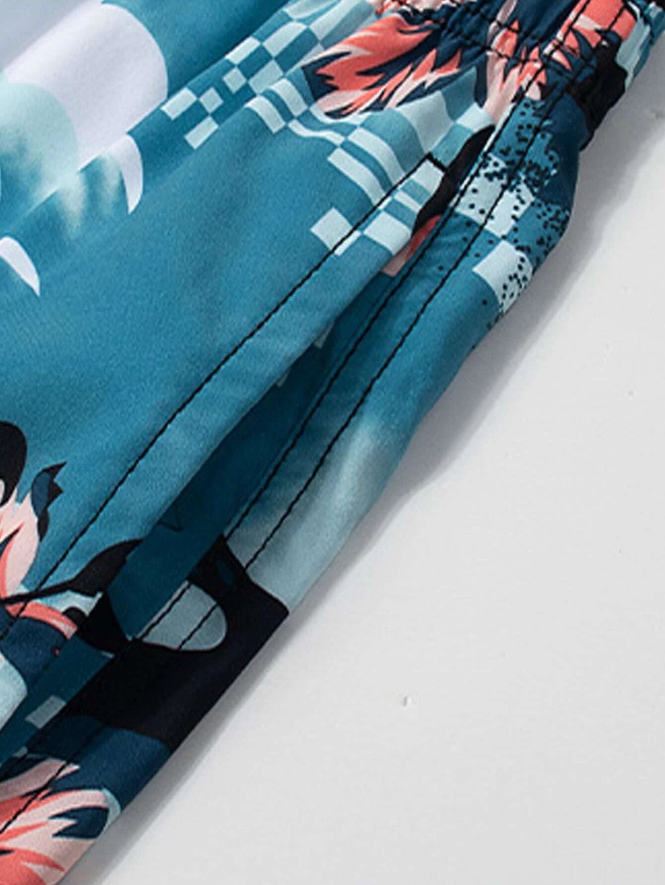 Mountain And Tropical Print Swim Trunks-Waves And Trunks