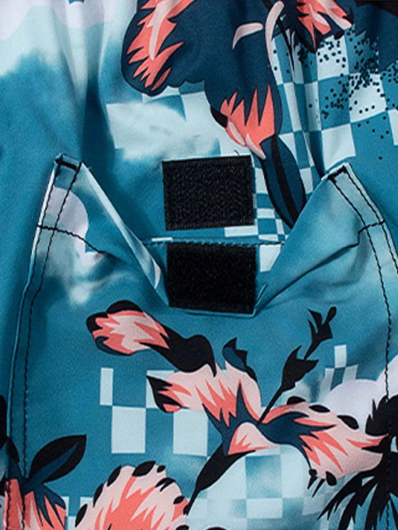 Mountain And Tropical Print Swim Trunks-Waves And Trunks