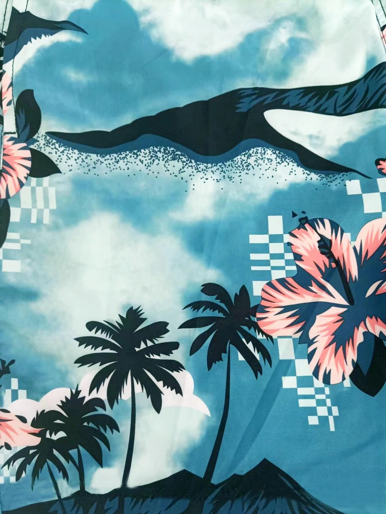 Mountain And Tropical Print Swim Trunks-Waves And Trunks