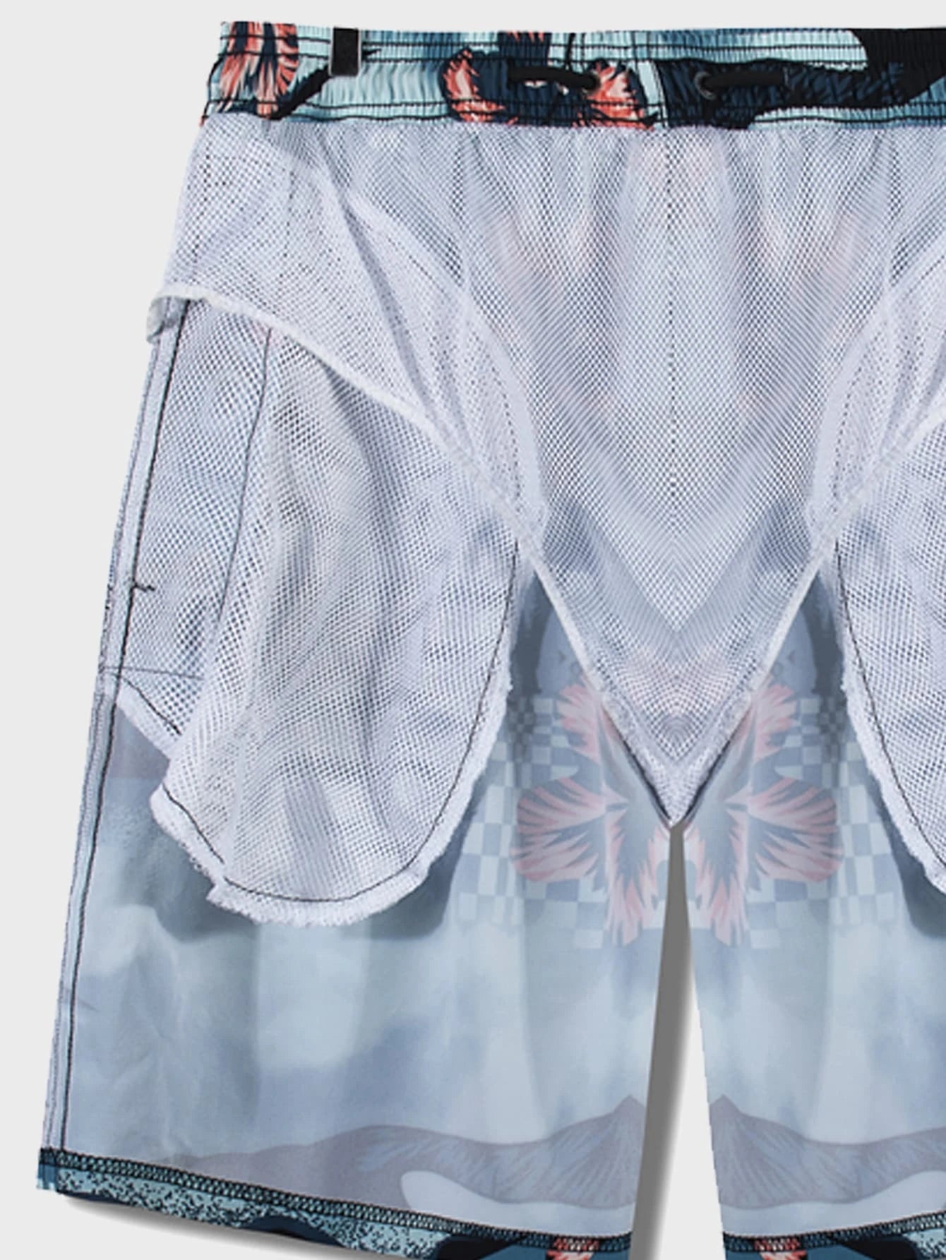 Mountain And Tropical Print Swim Trunks-Waves And Trunks