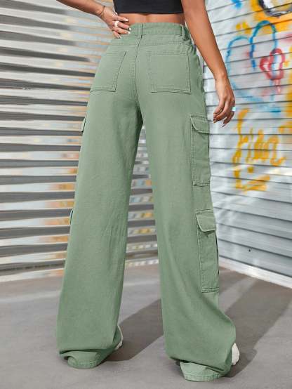 Zipper Fly Flap Pocket Jeans-Waves And Trunks