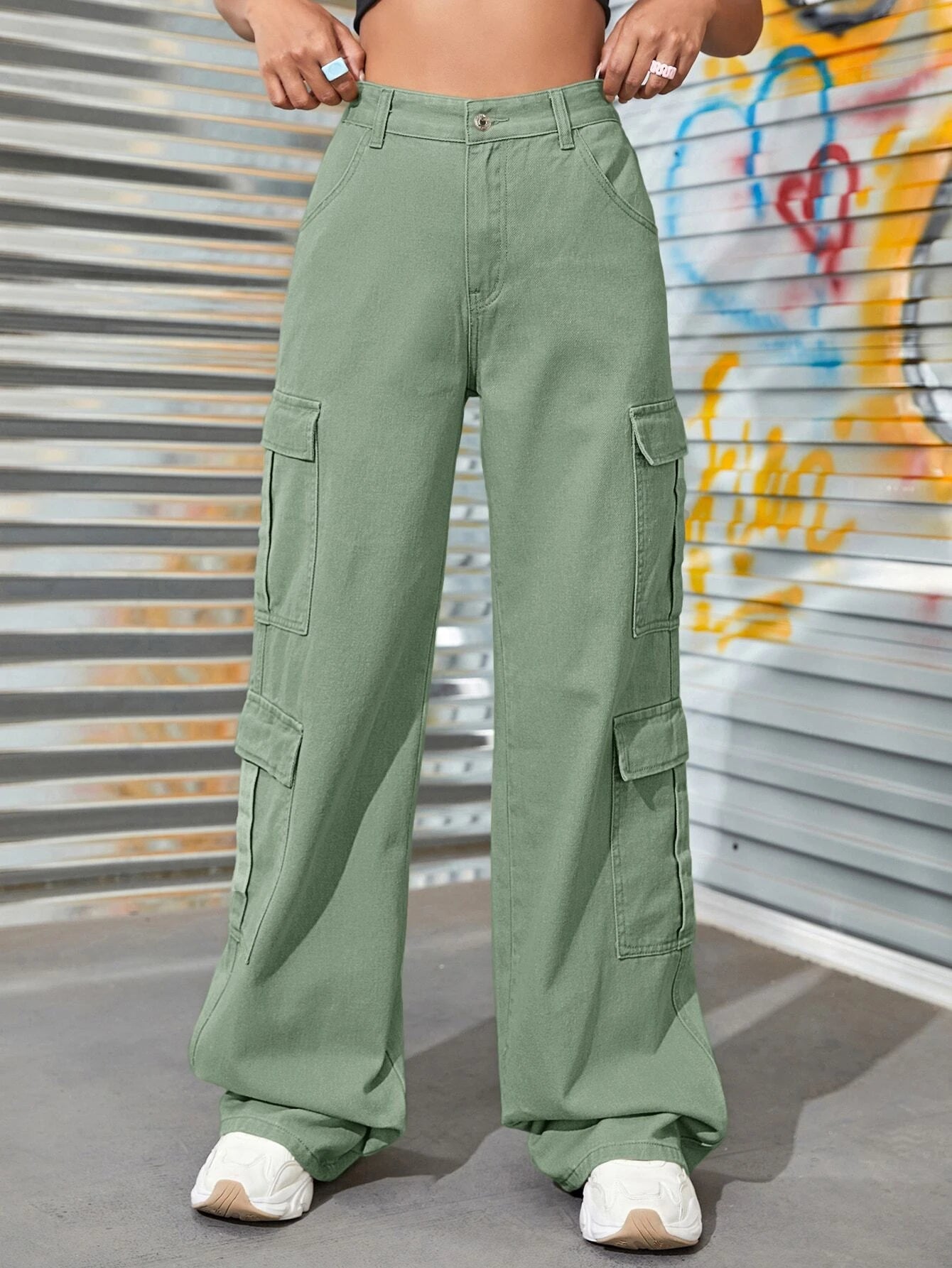 Zipper Fly Flap Pocket Jeans-Waves And Trunks