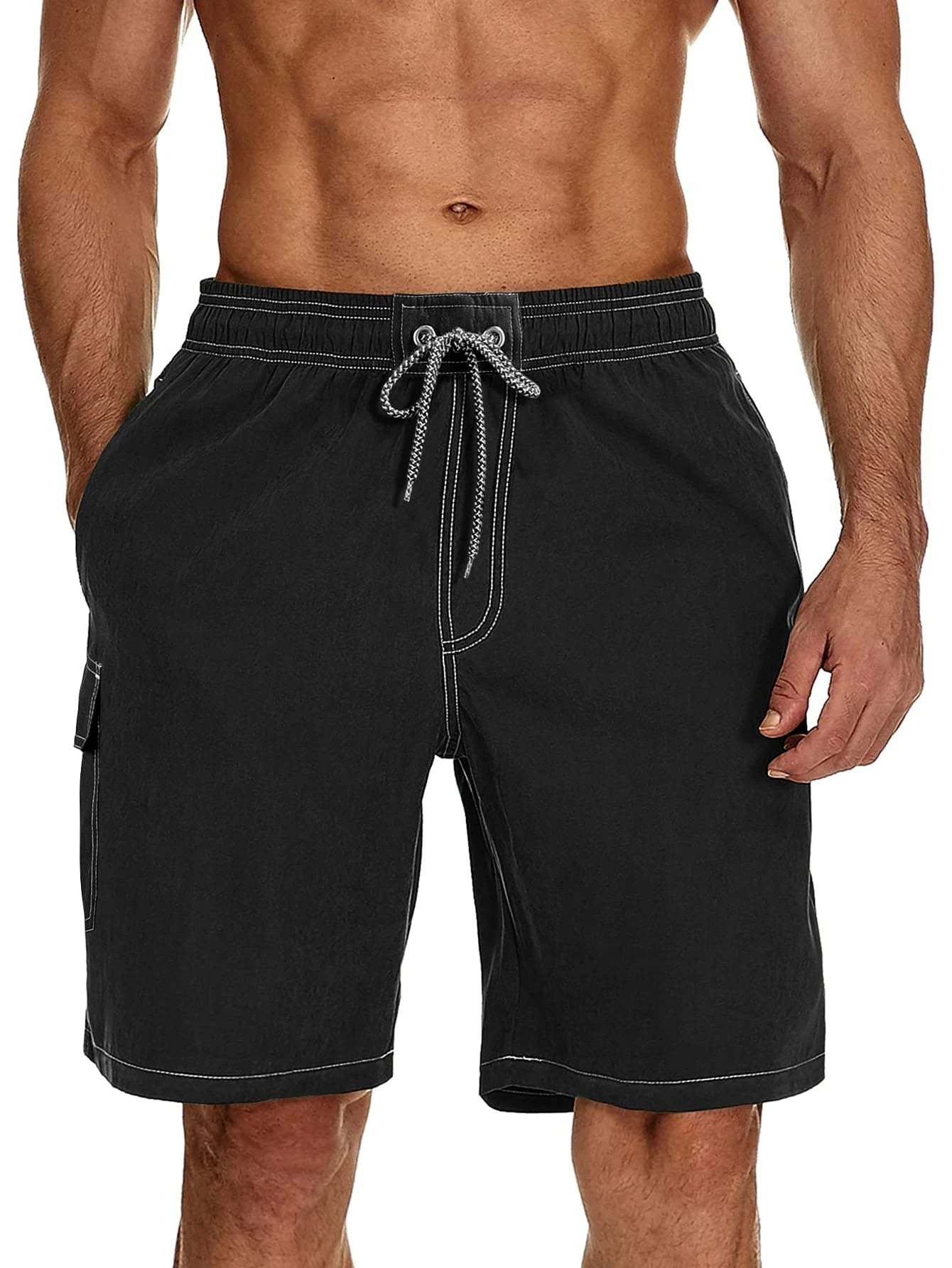 Drawstring Waist Swim Trunk-Waves And Trunks