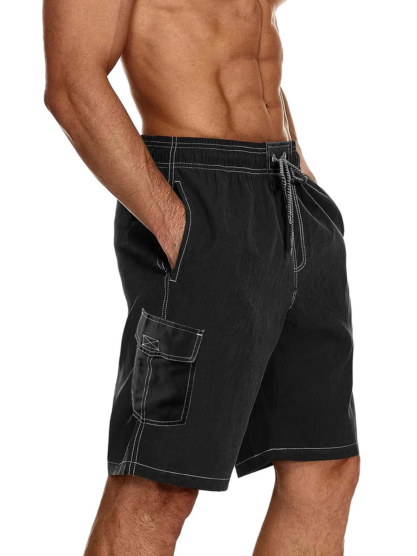 Drawstring Waist Swim Trunk-Waves And Trunks