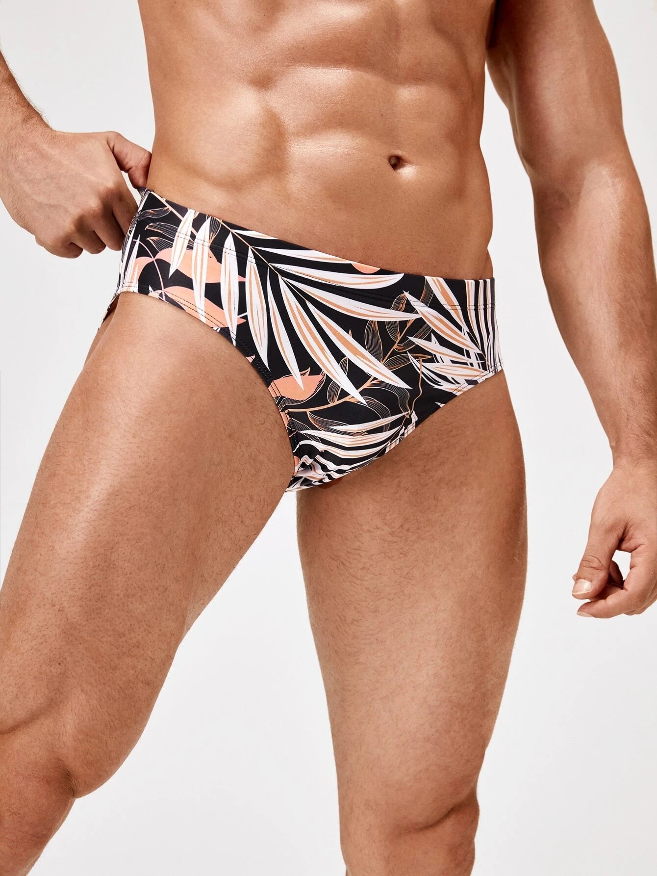Tropical Print Swim Brief-Waves And Trunks