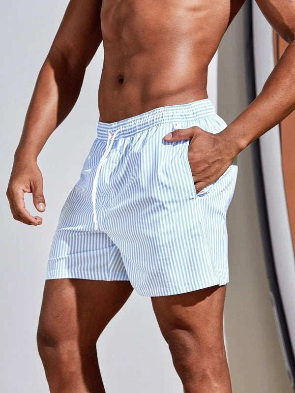 Striped Printed Swim Trunks-Waves And Trunks