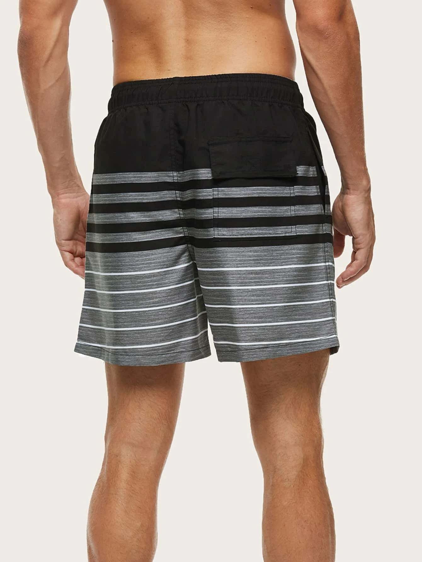 Striped Print Beach Shorts-Waves And Trunks