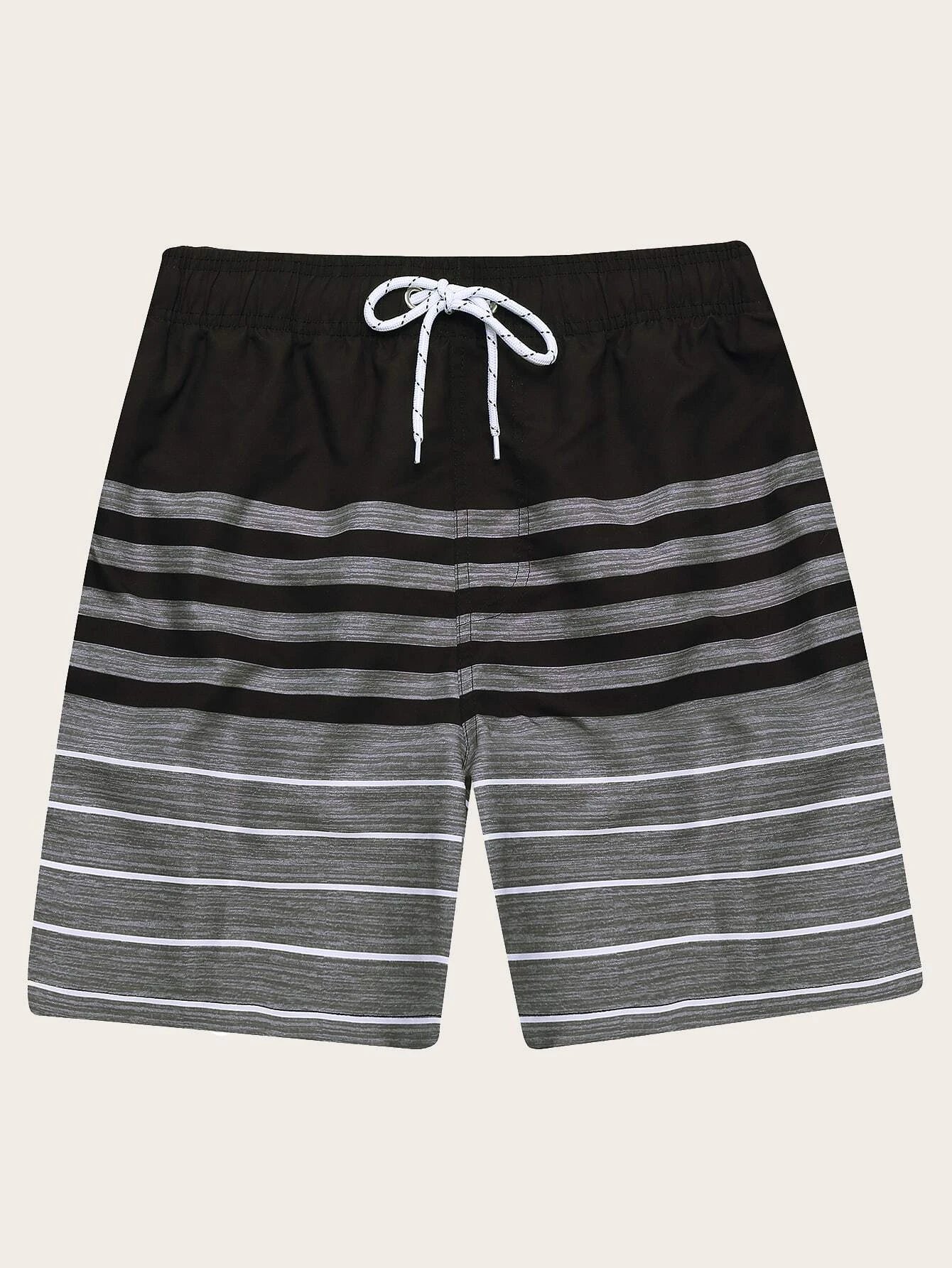 Striped Print Beach Shorts-Waves And Trunks