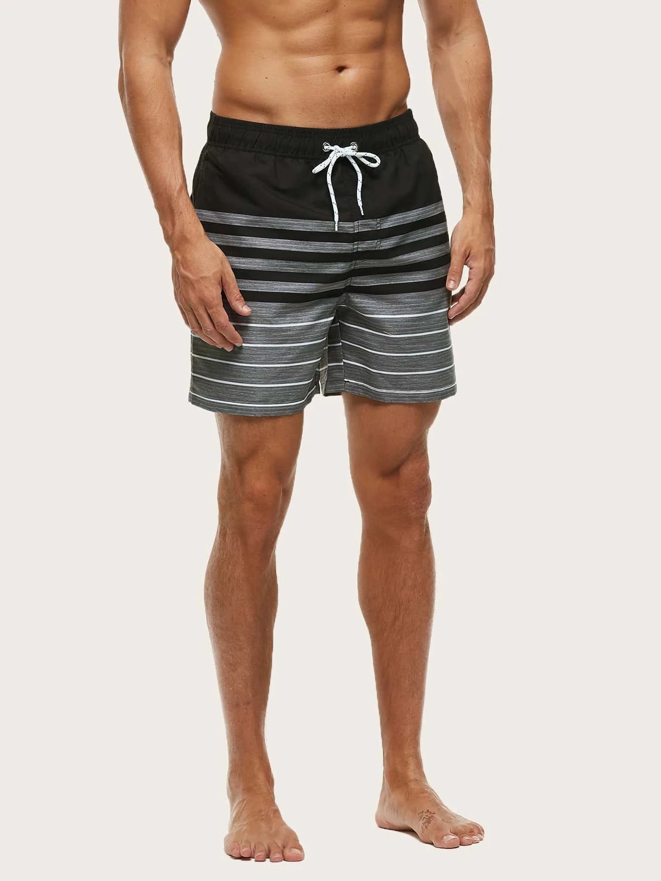 Striped Print Beach Shorts-Waves And Trunks