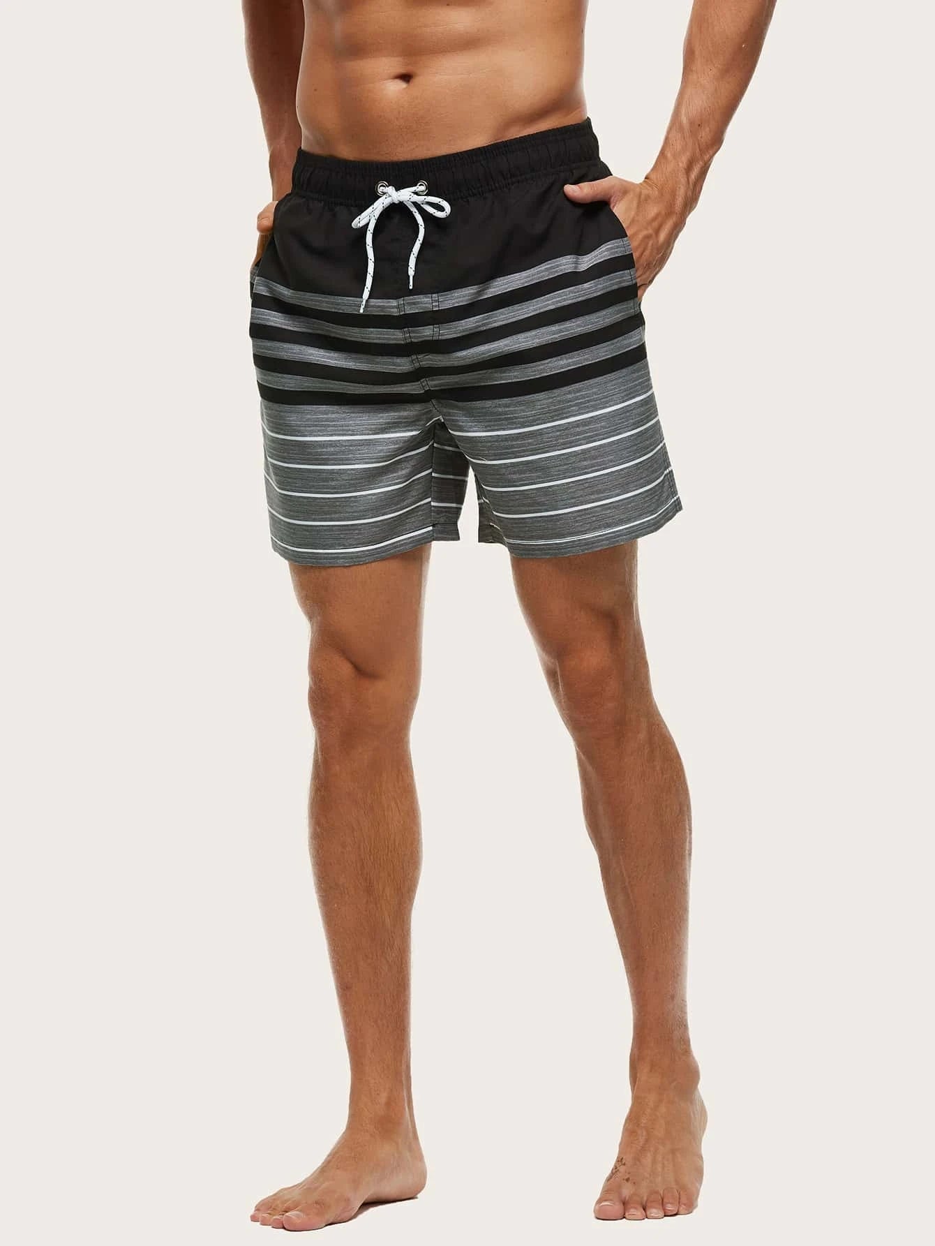 Striped Print Beach Shorts-Waves And Trunks