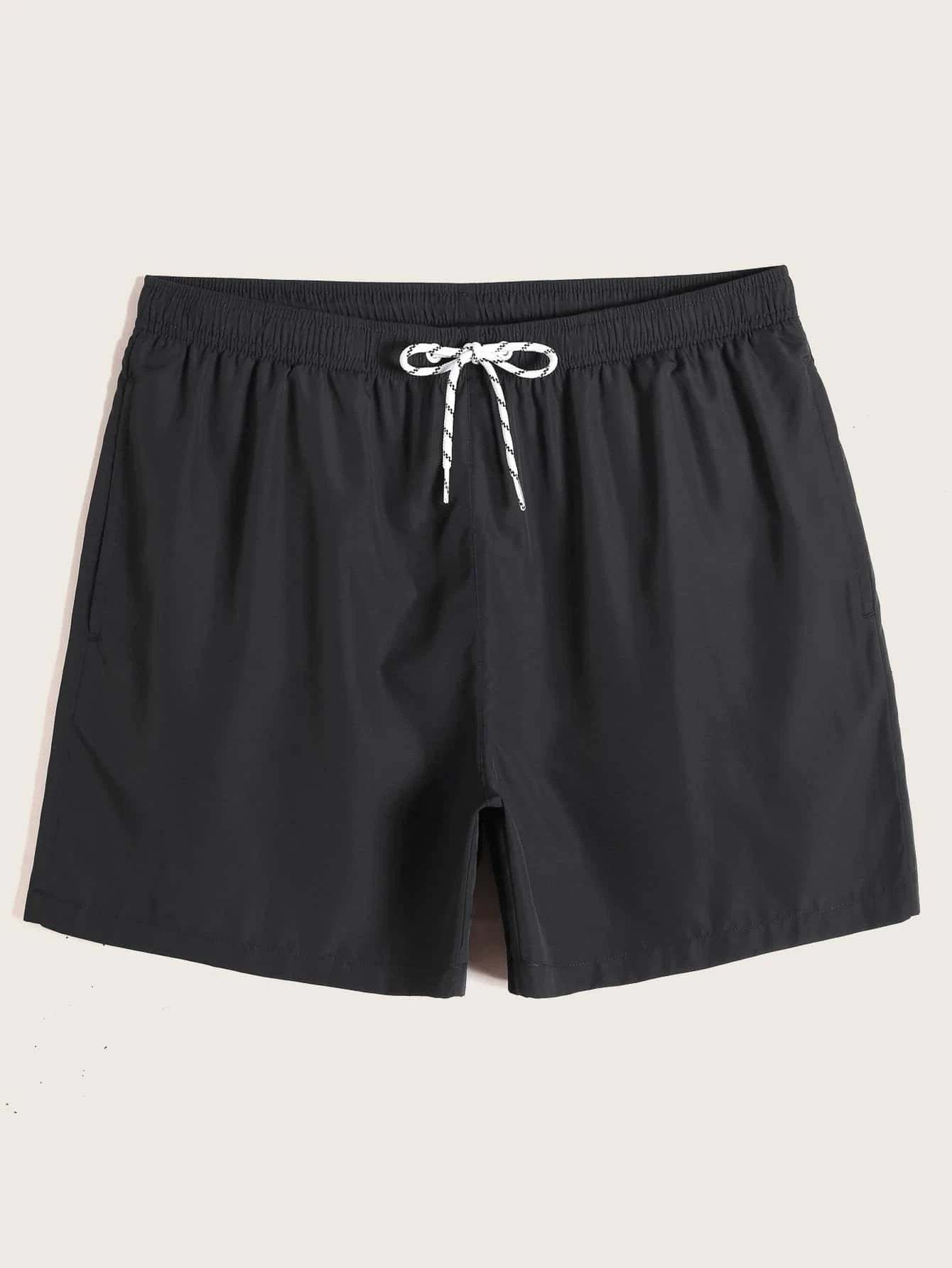 Drawstring Waist Non Stretch Swim Trunks-Waves And Trunks