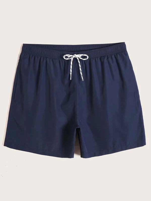 Drawstring Waist Non Stretch Swim Trunks-Waves And Trunks