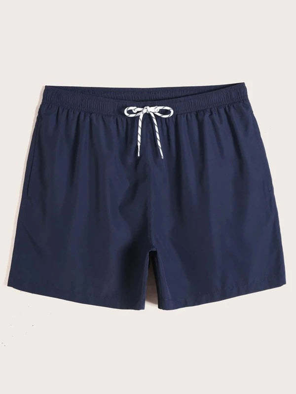 Drawstring Waist Non Stretch Swim Trunks-Waves And Trunks