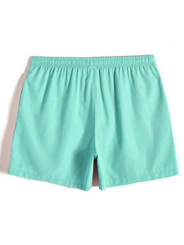 Drawstring Waist Non Stretch Swim Trunks-Waves And Trunks