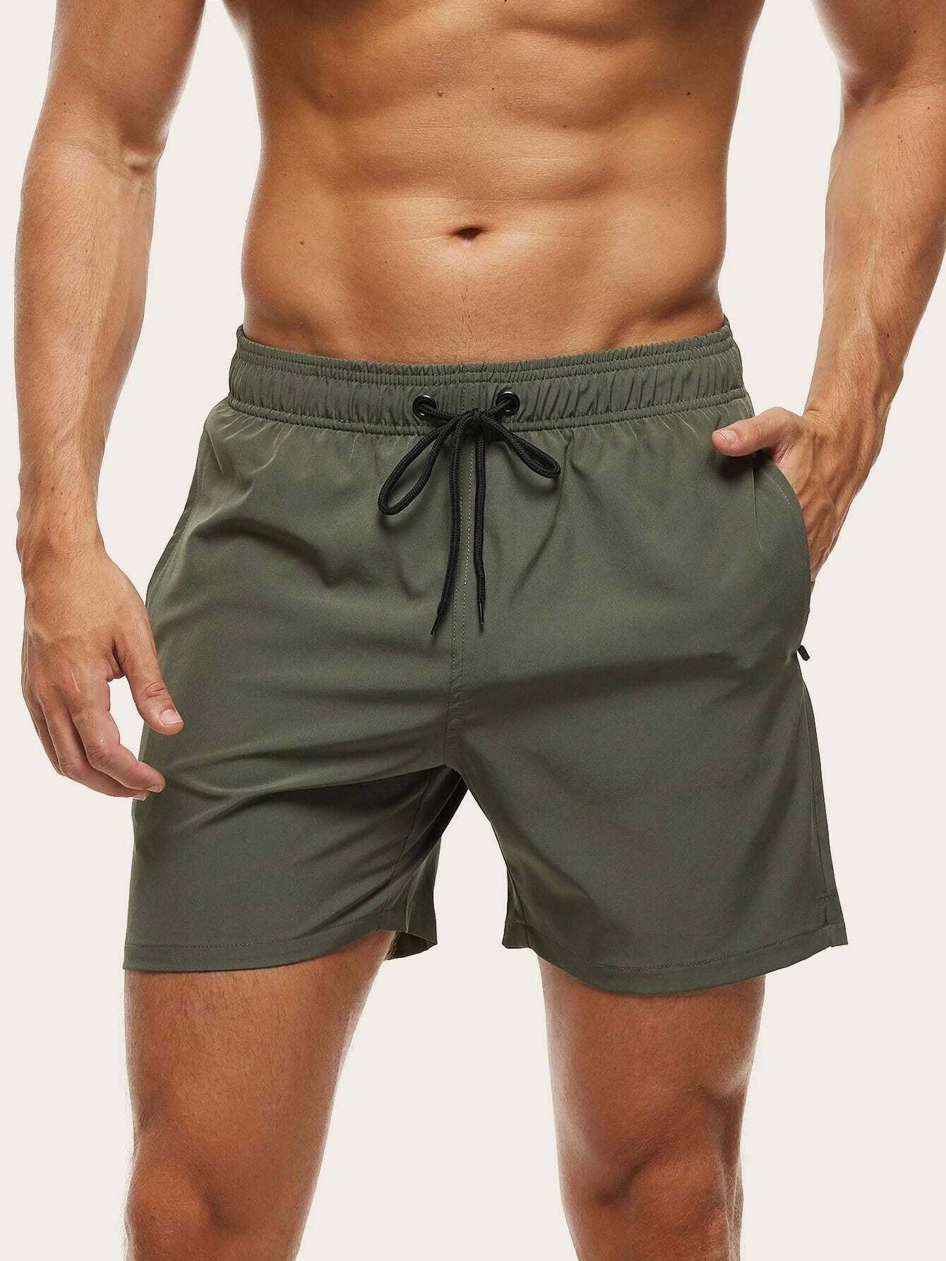 Drawstring Waist Swim Trunks-Waves And Trunks