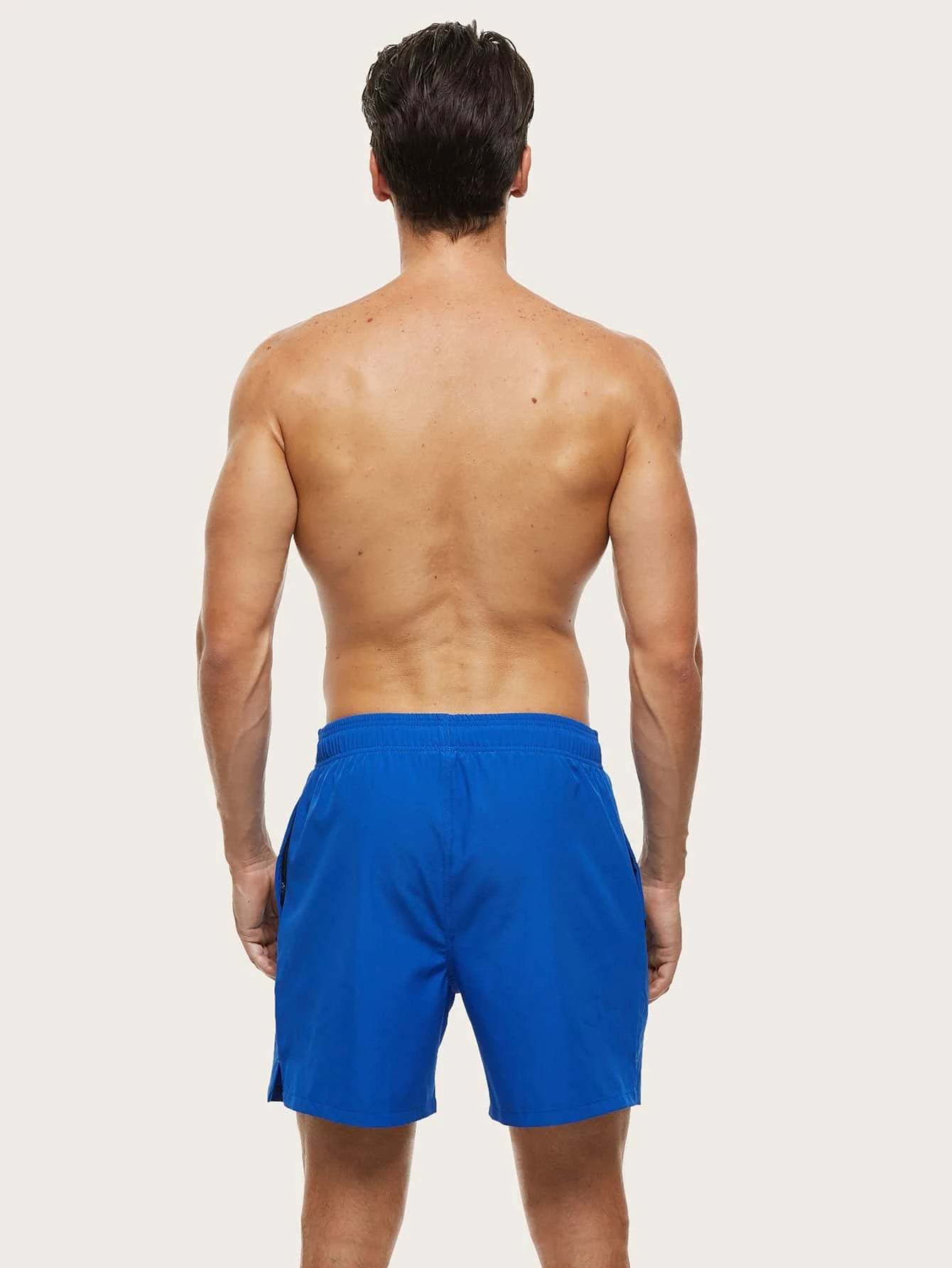 Drawstring Waist Swim Trunks-Waves And Trunks