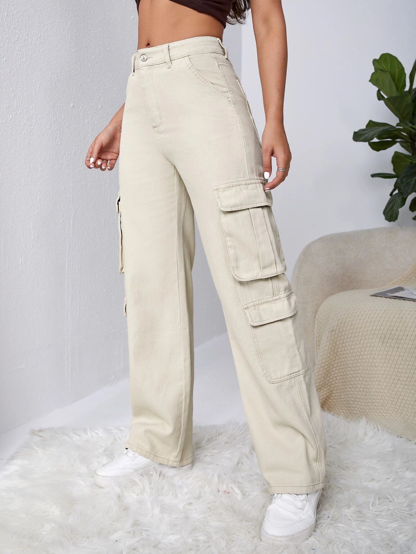 Flap Pocket Cargo Jeans-Waves And Trunks