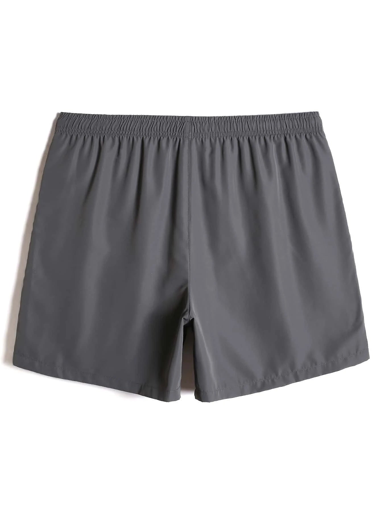 Plain Drawstring Waist Swim Trunks-Waves And Trunks