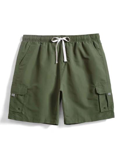 Drawstring Waist Swim Shorts-Waves And Trunks