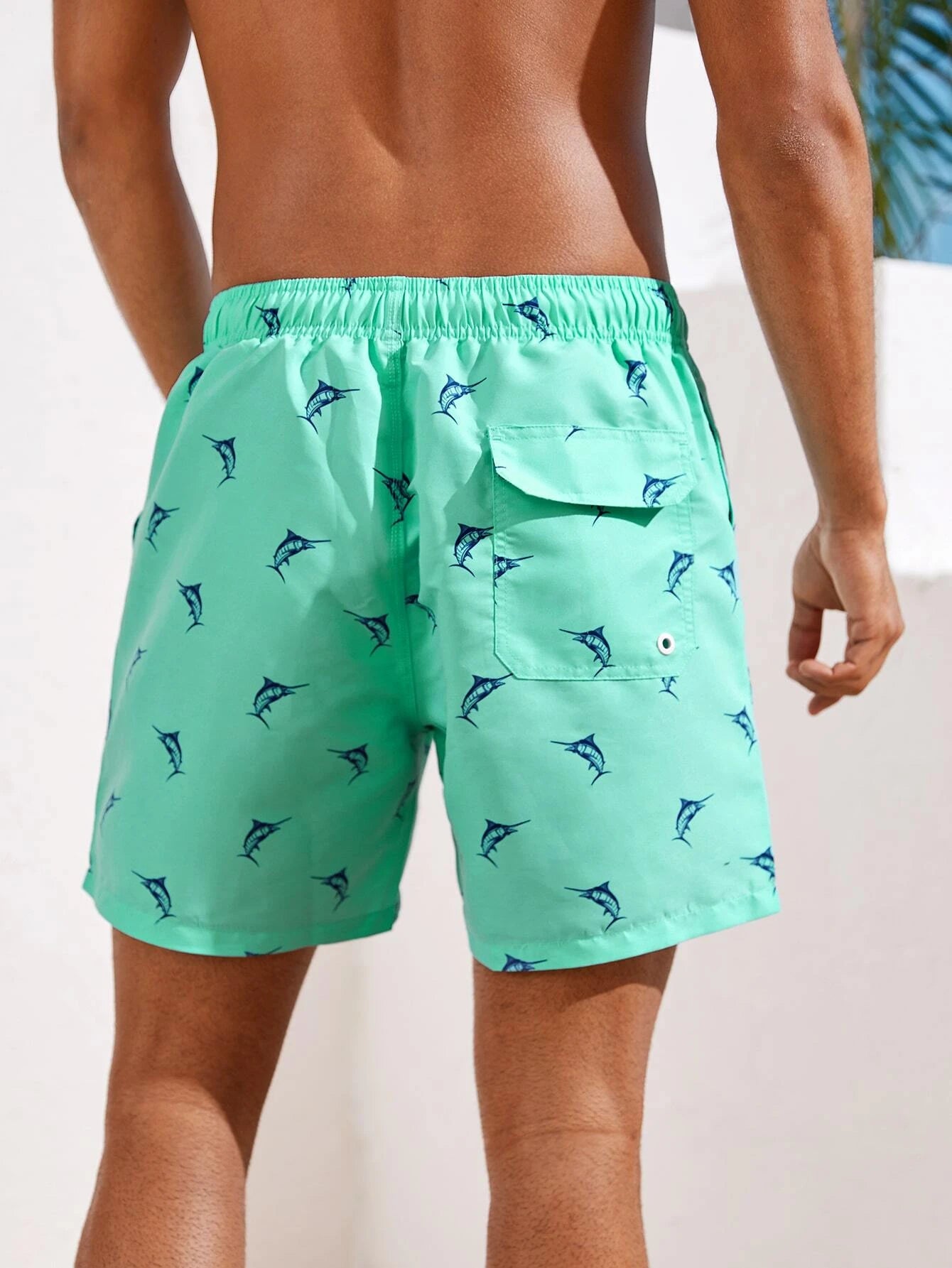 Fish Print Non Stretch Swim Trunks-Waves And Trunks