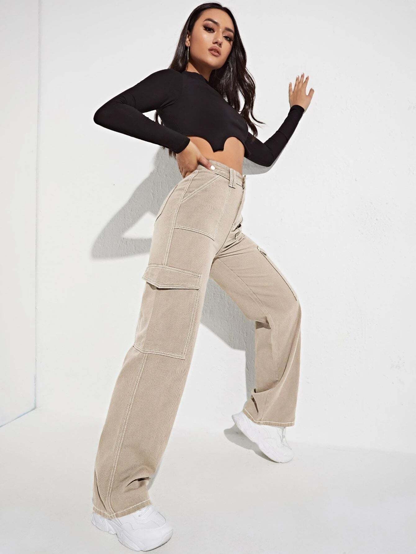 High Rise Side Pocket Jeans-Waves And Trunks