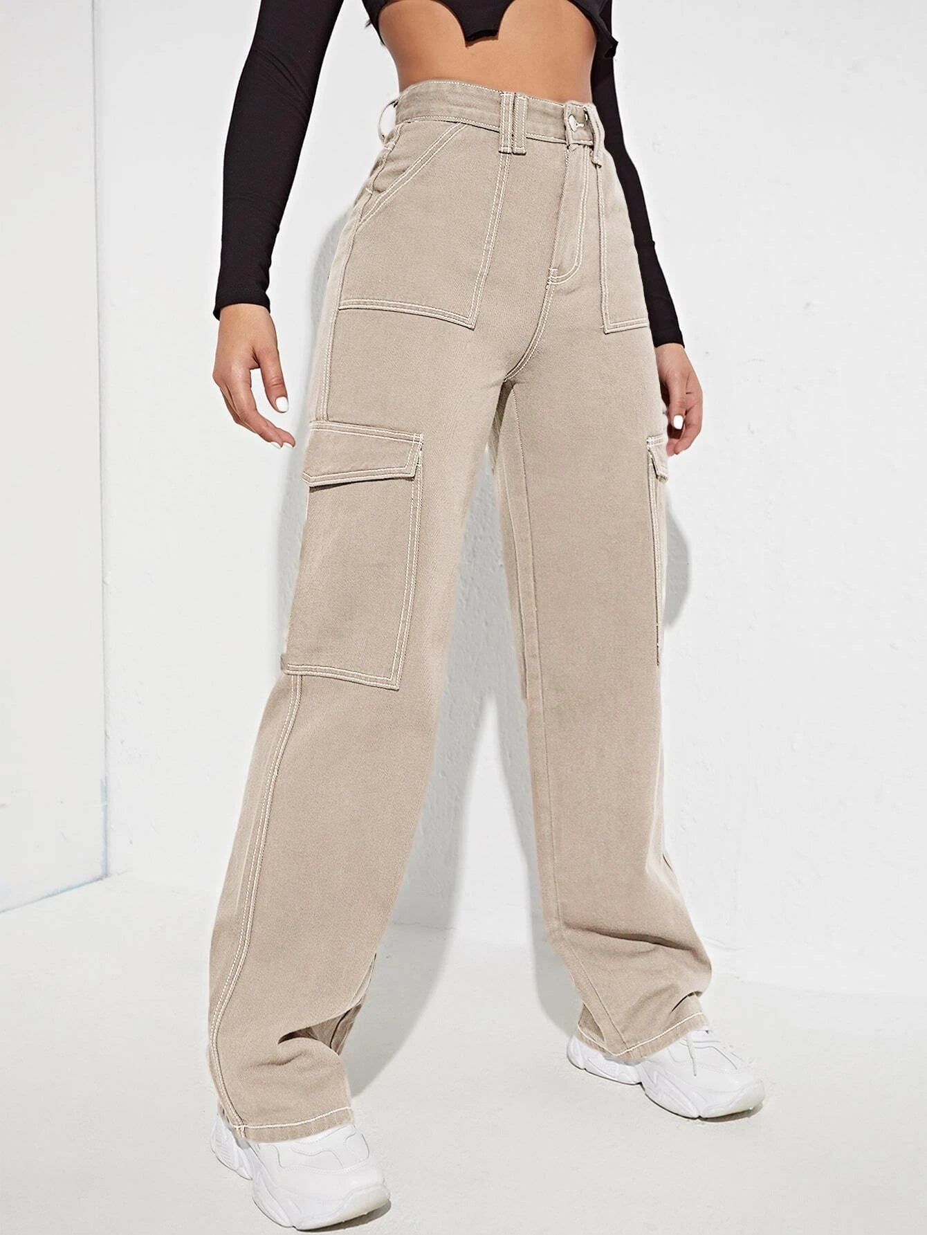 High Rise Side Pocket Jeans-Waves And Trunks