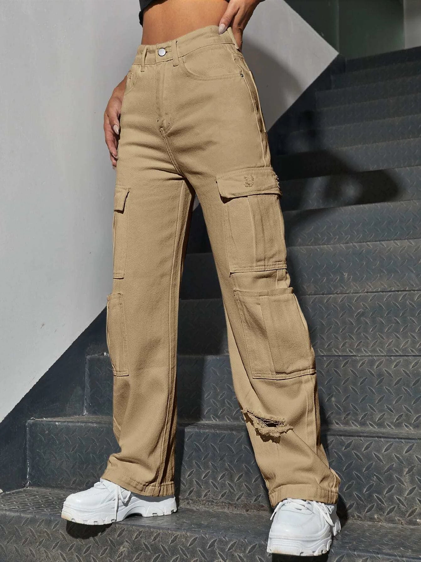 Western Flap Pocket Ripped Jeans-Waves And Trunks