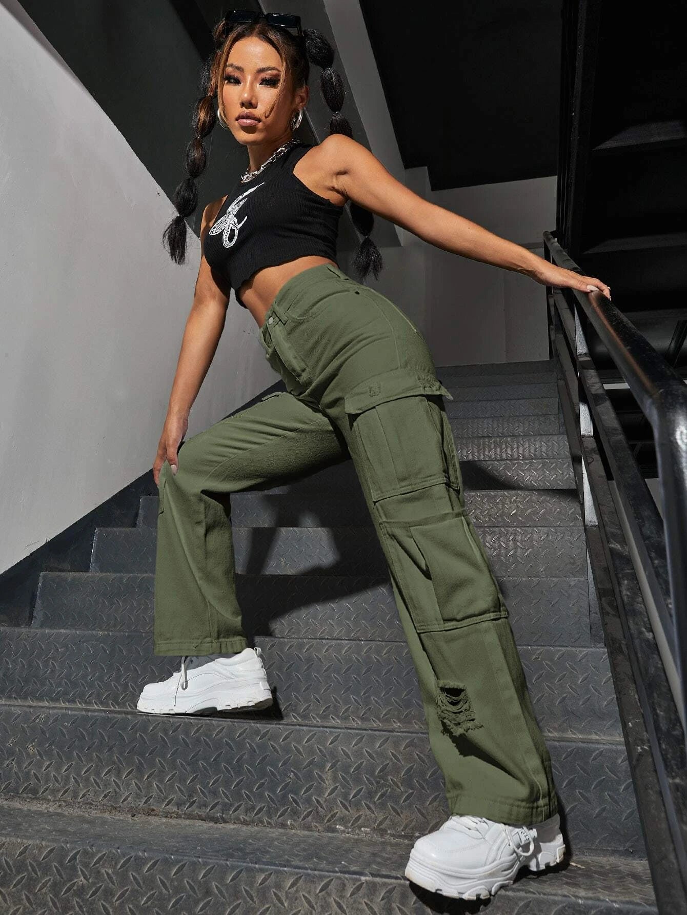 Western Flap Pocket Ripped Jeans-Waves And Trunks